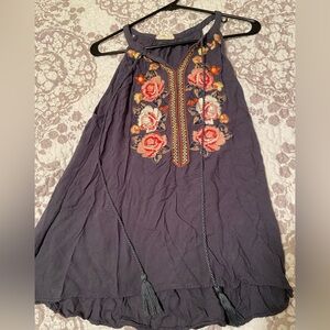Altar’d state embroidered floral tank with tassel ties Sz medium